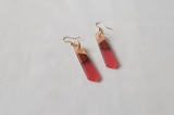 Pink Resin and  Wood Earrings