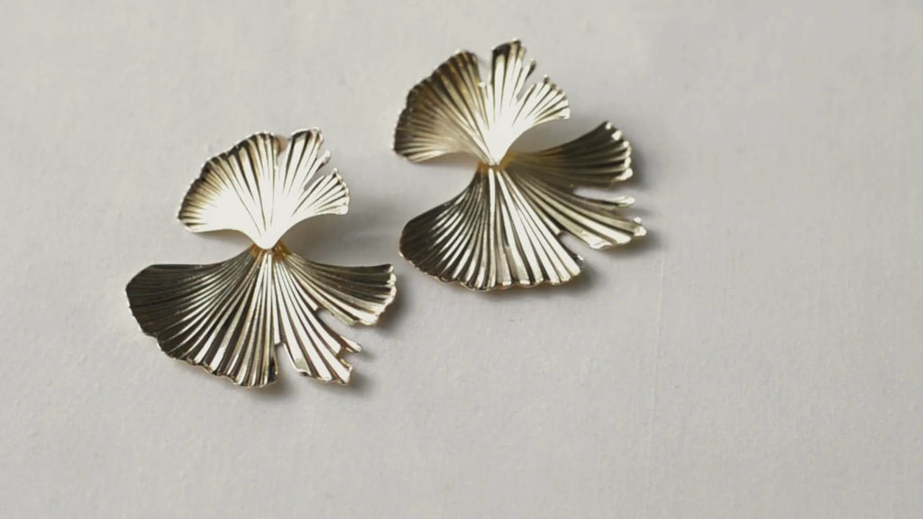 Gold Ginkgo Leaf Statement Earrings | Beauty Uncovered